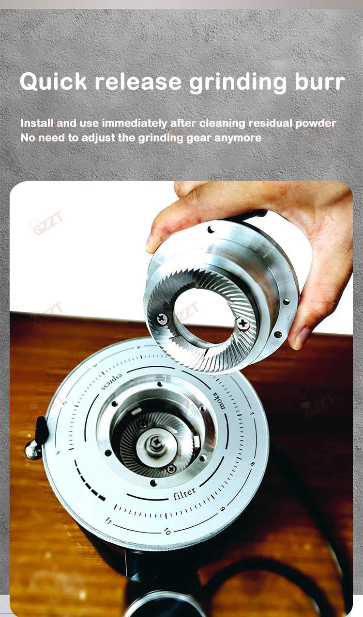 1. Professional 60mm Stainless Steel Flat Burr Coffee Grinder For Cafe Shops Hotels Espresso Bean Processing
