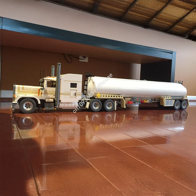 2631 قطعة MOC الناقل 1:17 مقطورة الوقود لشبه شاحنة التكنولوجيا نموذج اللبنات التراص الطوب الإبداعية لعبة طفل هدية