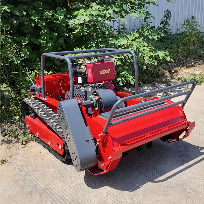 Fully automatic 800mm 1000mm 1200mm track mower and lawn shredder grade with 24V remote control for garden farms