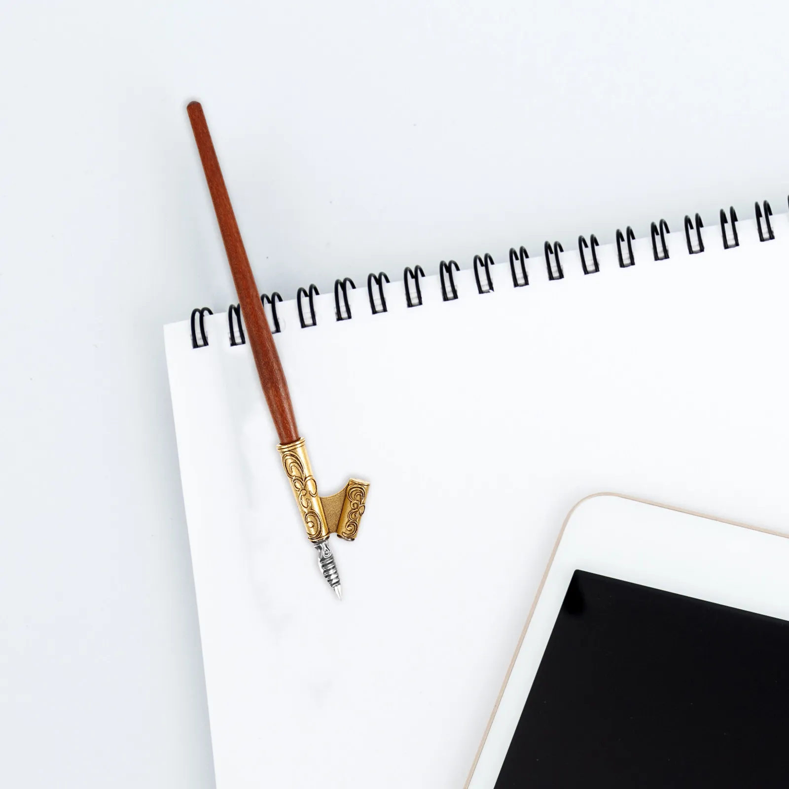 

1 Set Wooden Calligraphy Stainless Steel Dip Pen Nib Set Vintage Writing Tool For Signature Drawing Practice Lightweight Dipping