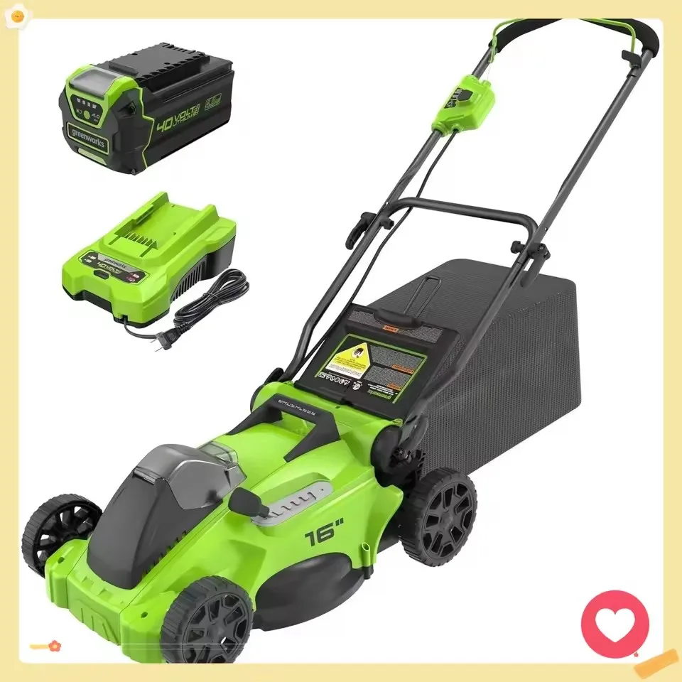 

40V 16" Brushless Cordless Push Lawn Mower, 75+ Tool Compatible System with 4.0Ah Battery & Charger