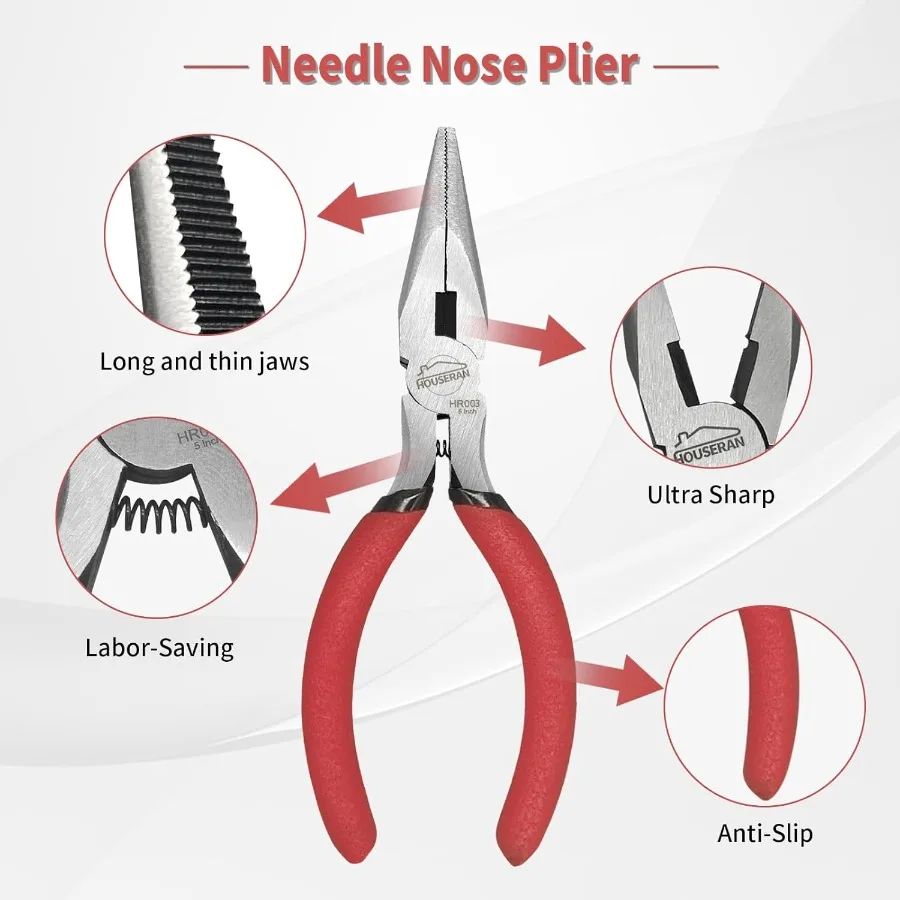 ชุดเครื่องมือ 4 ชิ้น พร้อมกล่อง ประกอบด้วย คีมปากแหลม 8 นิ้ว และ 10 นิ้ว คีมตัด 6 นิ้ว และคีมปากแหลม 5 นิ้ว สำหรับงาน DIY และงานบ้าน