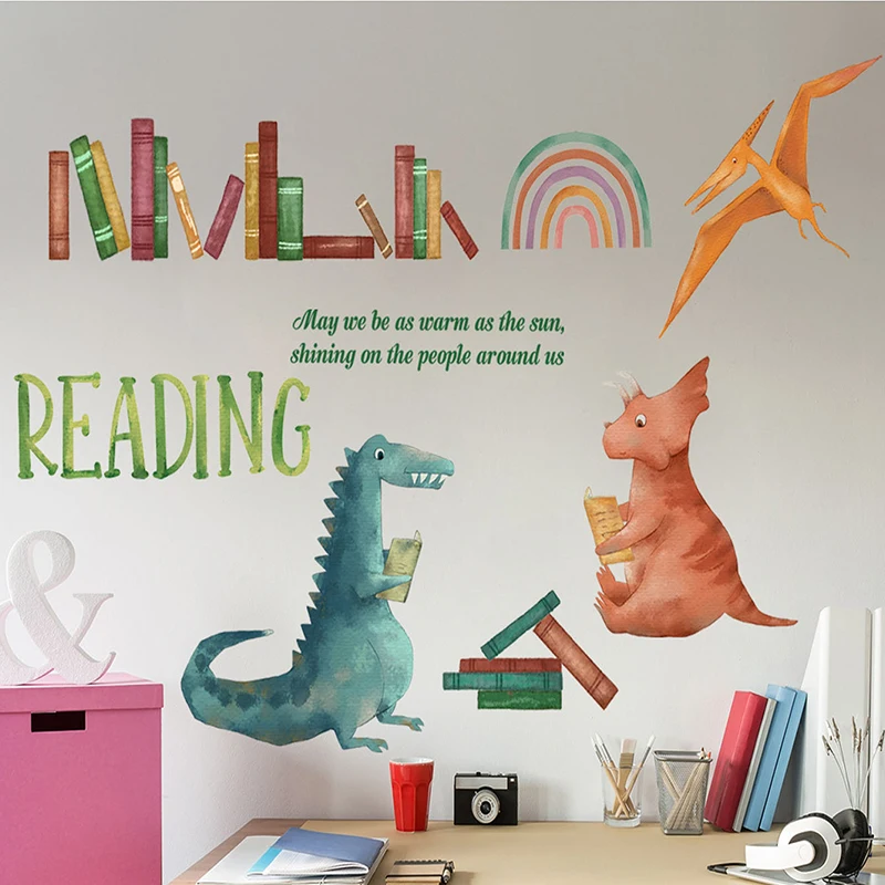 Removable Dinosaur Wall Stickers, Cartoon Book, Bedroom, Living Room, Children's Room, Removable, Wall Art, Room Decor