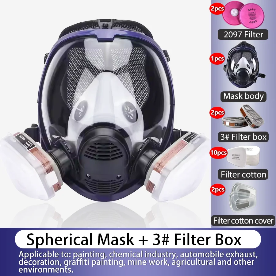 

Full Face Gas Mask | Dual Filters & Anti-Fog Lens | Protects Against Organic Vapors & Dust | For Painting & Chemical Operations