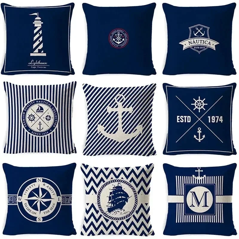 Home Decor Nautical Themed Decorative Throw Pillow Covers Pattern Cushion Cover Suitable for Sofa Bedroom Car Pillow Cover