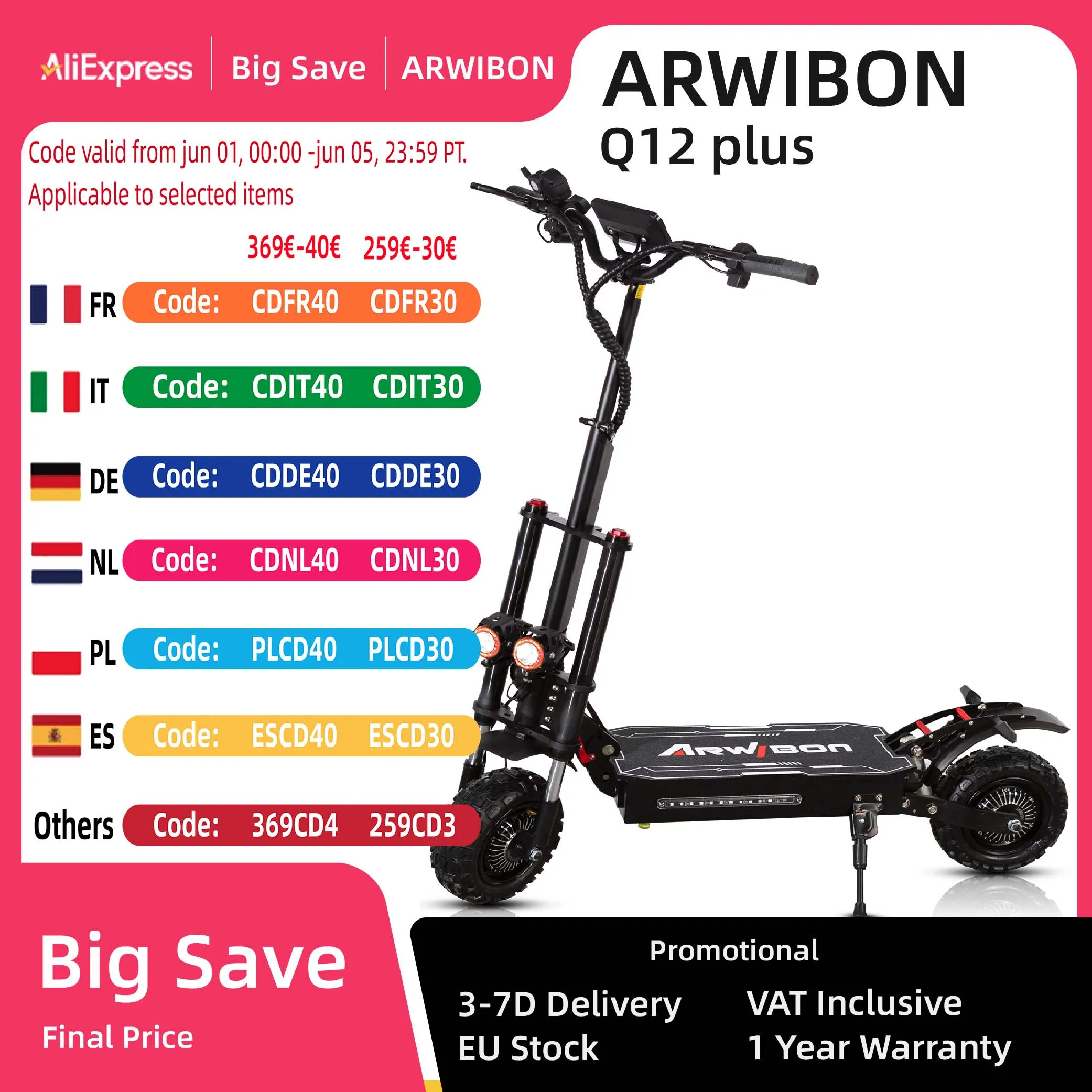 Arwibon q12 plus Elektro roller für Erwachsene 3000w * 2 Motor 60v 38ah E-Scooter