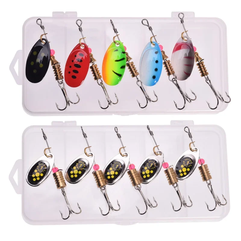 

5Pc Per Boxed Spinner Metal Spoon Fishing Bait Set Jig Wobblers Crankbait Shone Sequin Artificial Baits for Carp Trout Lures Kit