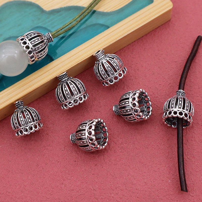 20pcs/lot Pretty Hollow Crown Tassel Caps 11x10mm Vintage Cords Braiding Bell End Caps DIY Jewelry Beads Cover Findings
