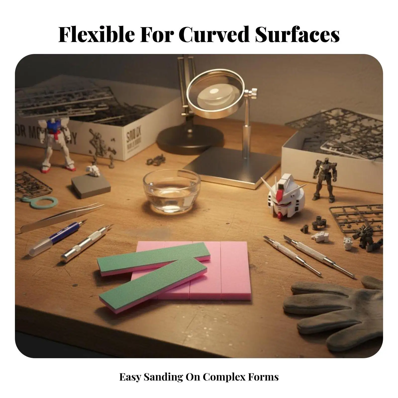 Reusable Sponge Sanding Block 400 Grit for Resin 3D Prints Polishing Wet Dry Sanding Sponge for Curved Surfaces Model Finishing