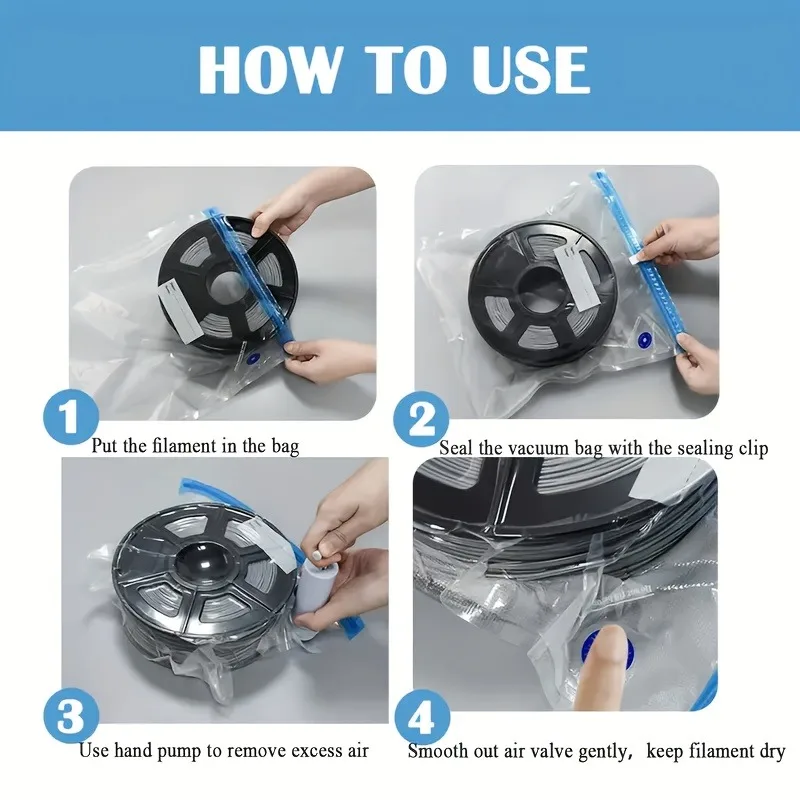 3D-Drucker Filament-Aufbewahrungsbeutel Vakuum-Aufbewahrungsset mit USB-Pumpe, 3D-Drucker Filament Vakuumversiegelte Beutel zum Trockenhalten – Detail 6