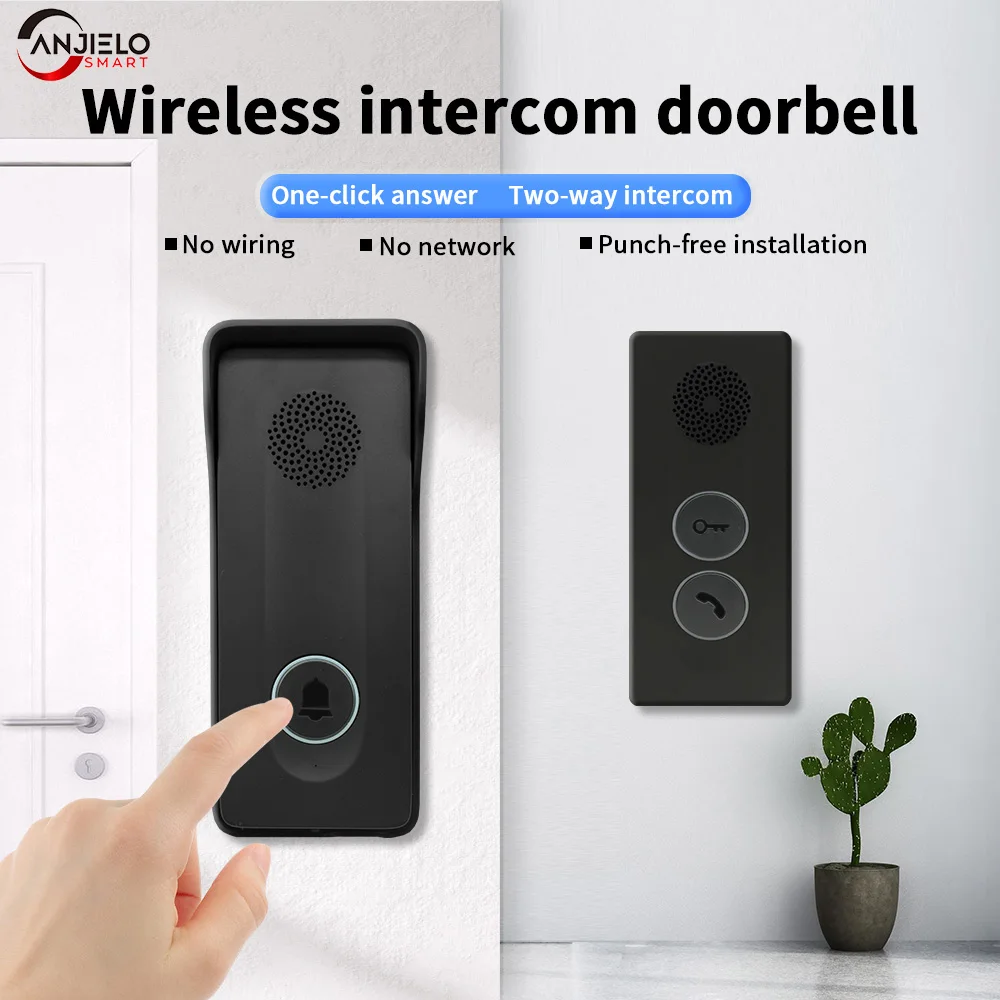 

Wireless intercom doorbell wiring required built-in wireless signal two-way intercom one-button remote unlocking Voice Intercom