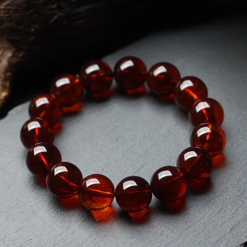 Myanmar second-generation blood-red single-loop , amber bead bracelet, Buddhist beads, unisex necklace