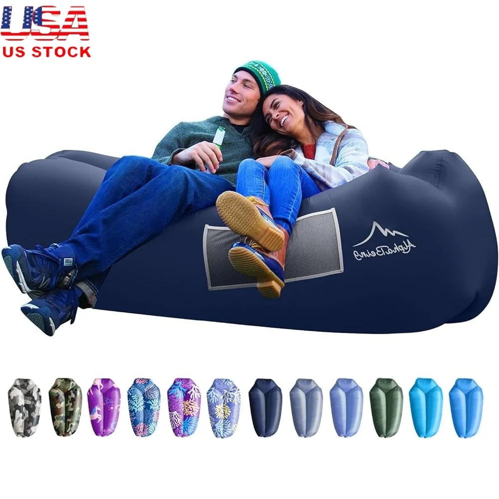 

Inflatable Lounger Air Sofa Hammock Beach Chair Camping Couch with Pockets Beer Opener Anti-Deflation Technology Carrying Bag