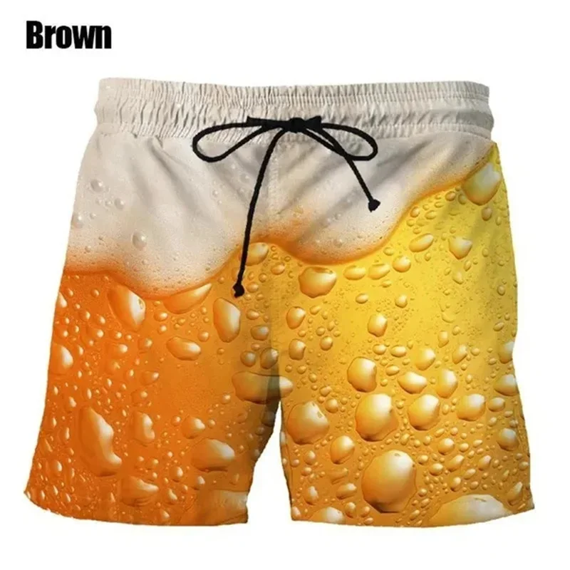 Cool Beer Pattern Beach Shorts For Men Sparkling Wine 3D Printed Swim Trunks Summer Board Shorts Loose Short Pants Streetwear