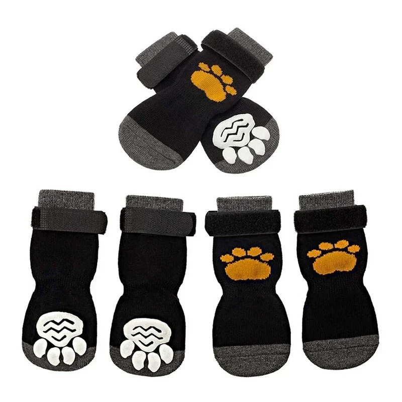 Dog Cat Non-Slip Socks Winter Indoor Adjustable Dog Floor Socks Paws Protector for Small Large Dogs and Cats Accessories