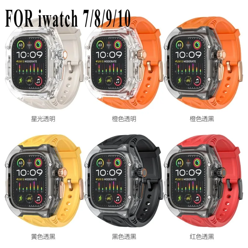 

Suitable for Apple Watch 7 8 9 10 generation iWatch transparent case Apple strap