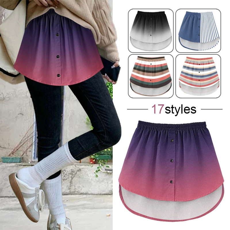 Mulheres camisa falsa saia irregular cauda gradiente destacável underskirt blusa bainha extensor de algodão bainha falsa mini saia bainha falsa