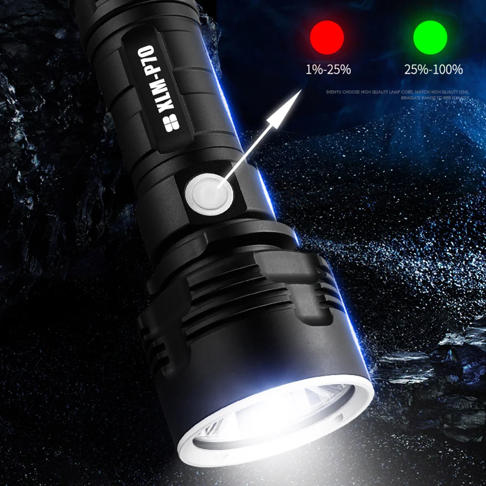 6 LED Flashlight Rechargeable Camping Lamp Work Light High Brightness Torch with Power Display Outdoor Waterproof Emergency Lamp