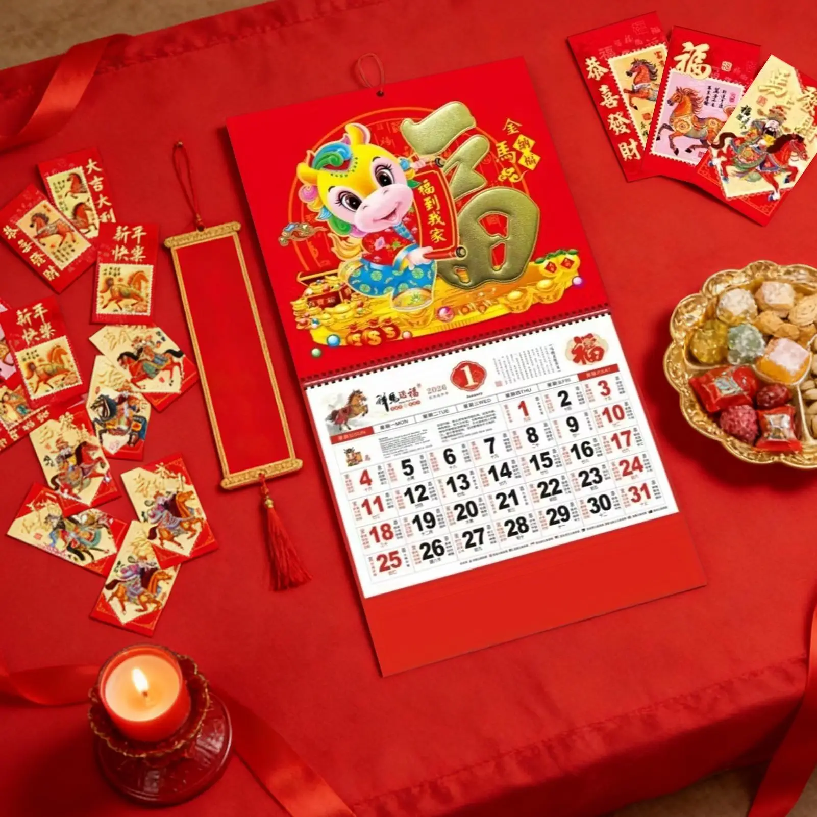 Year Of The Horse Calendar Schedule Management Planner 12 Month Calendar Wall Mount For Dining Room Living Room Bedroom Study view 4