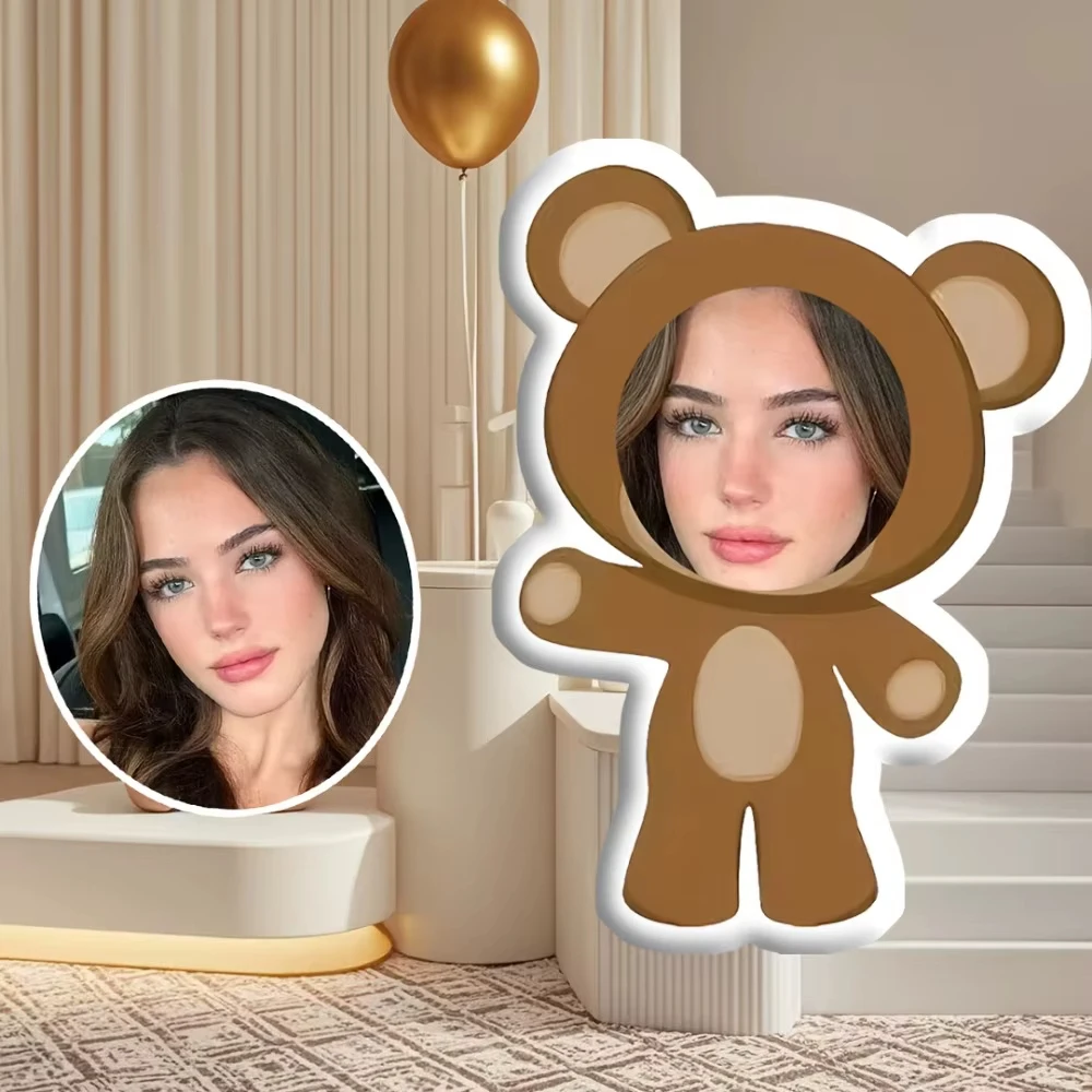 Customized Photo Personalized Pillow, Doll Bear Pillow, Perfect Holiday Gift for Friends, Family, and Colleagues