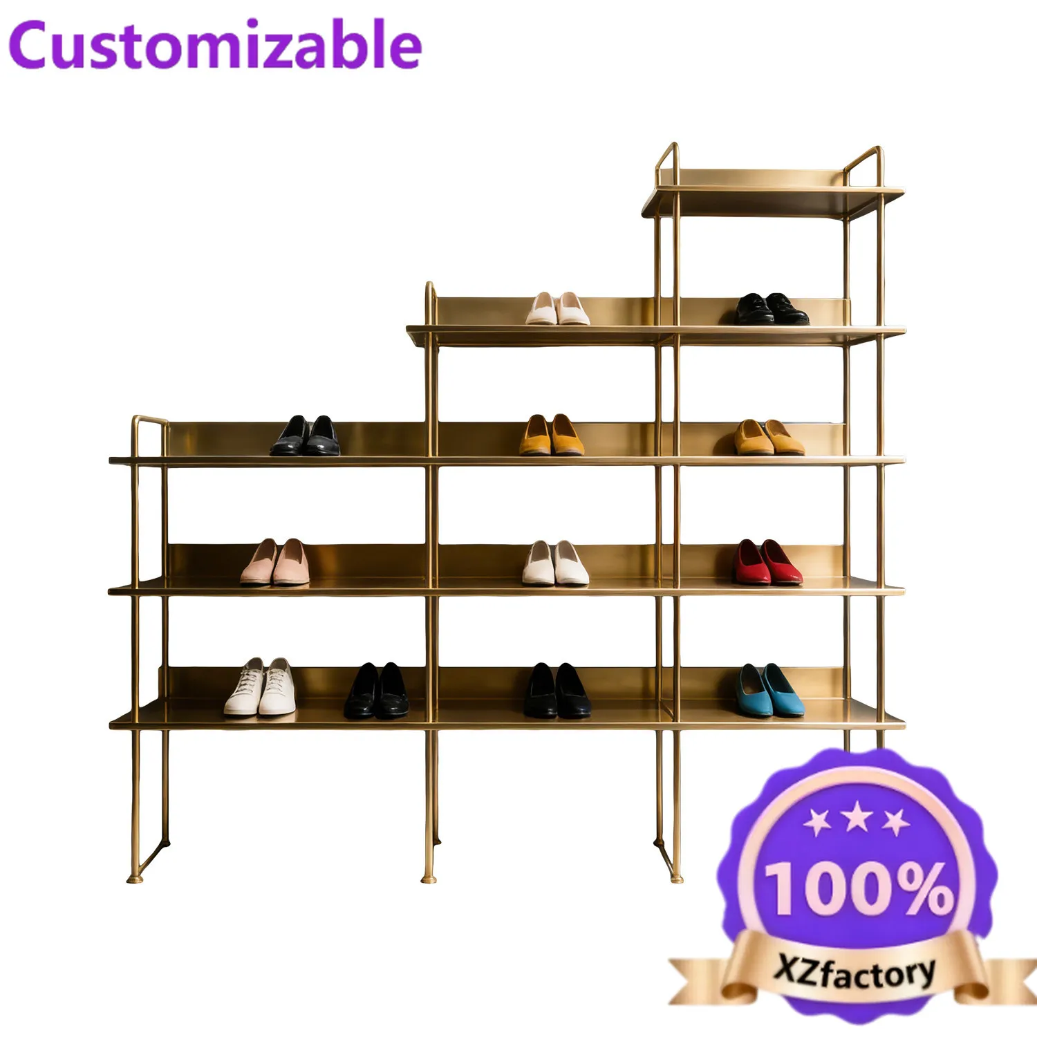 Factory Direct 2026 Shoe store shoe racks, shoe cabinets, stainless steel display , multi-level clothing store display , shelves