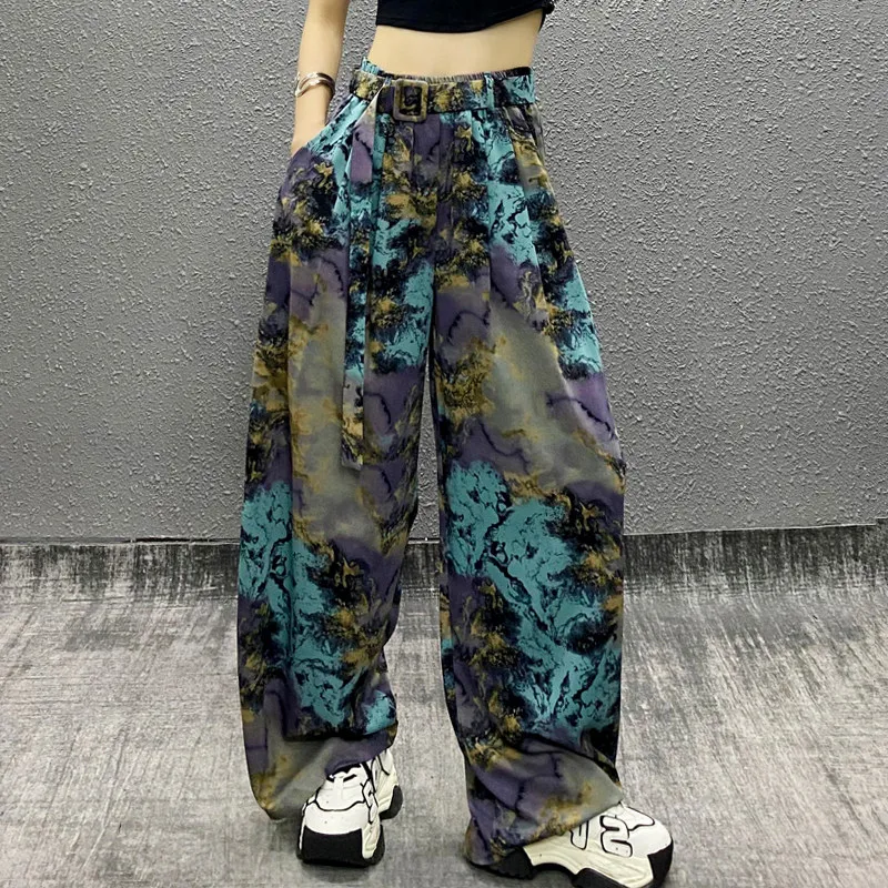 Womens Print Wide Leg Pants Lightweight High Rise Relaxed Straight Trousers for Summer Casual Days and Holiday Looks