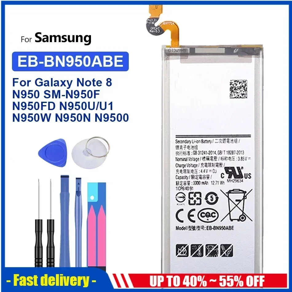 삼성 갤럭시 노트 8 용 휴대폰 배터리, 노트 8, N950, SM-N950F, N950FD, N950U, U1, N950W, N950N, N9500, EB-BN950ABE 3300mAh