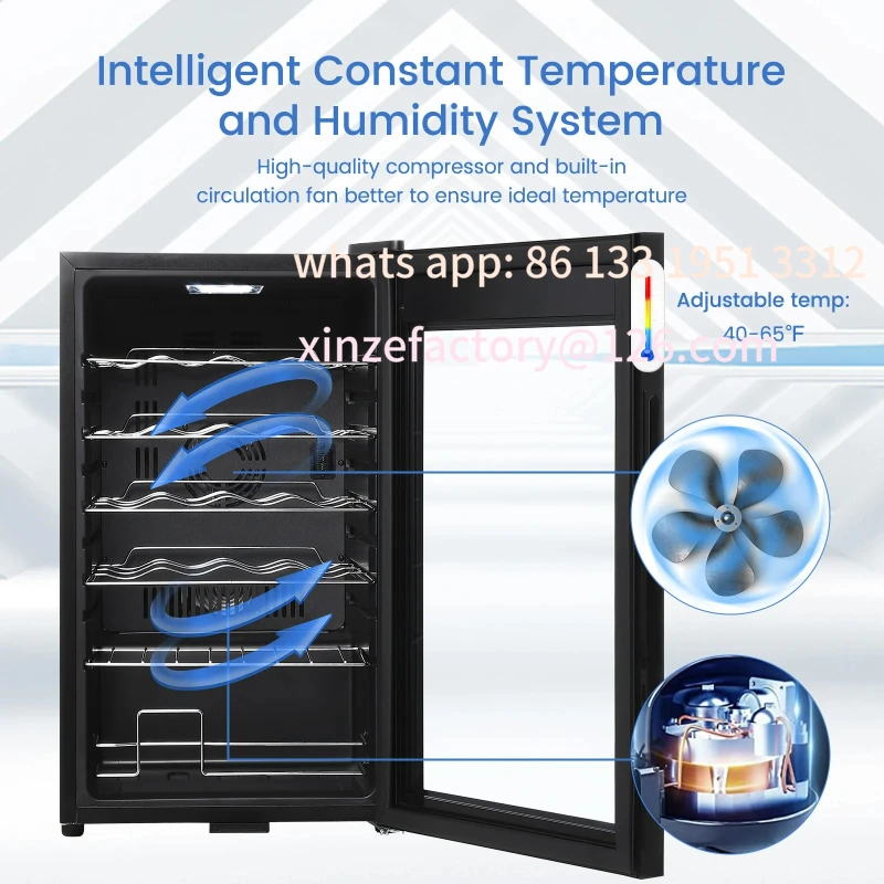 

Customizable Wine Cooler Refrigerator 24 Bottles Compressor Beverage Champagne Fride, 40°F to 65°F Digital Temperature Control