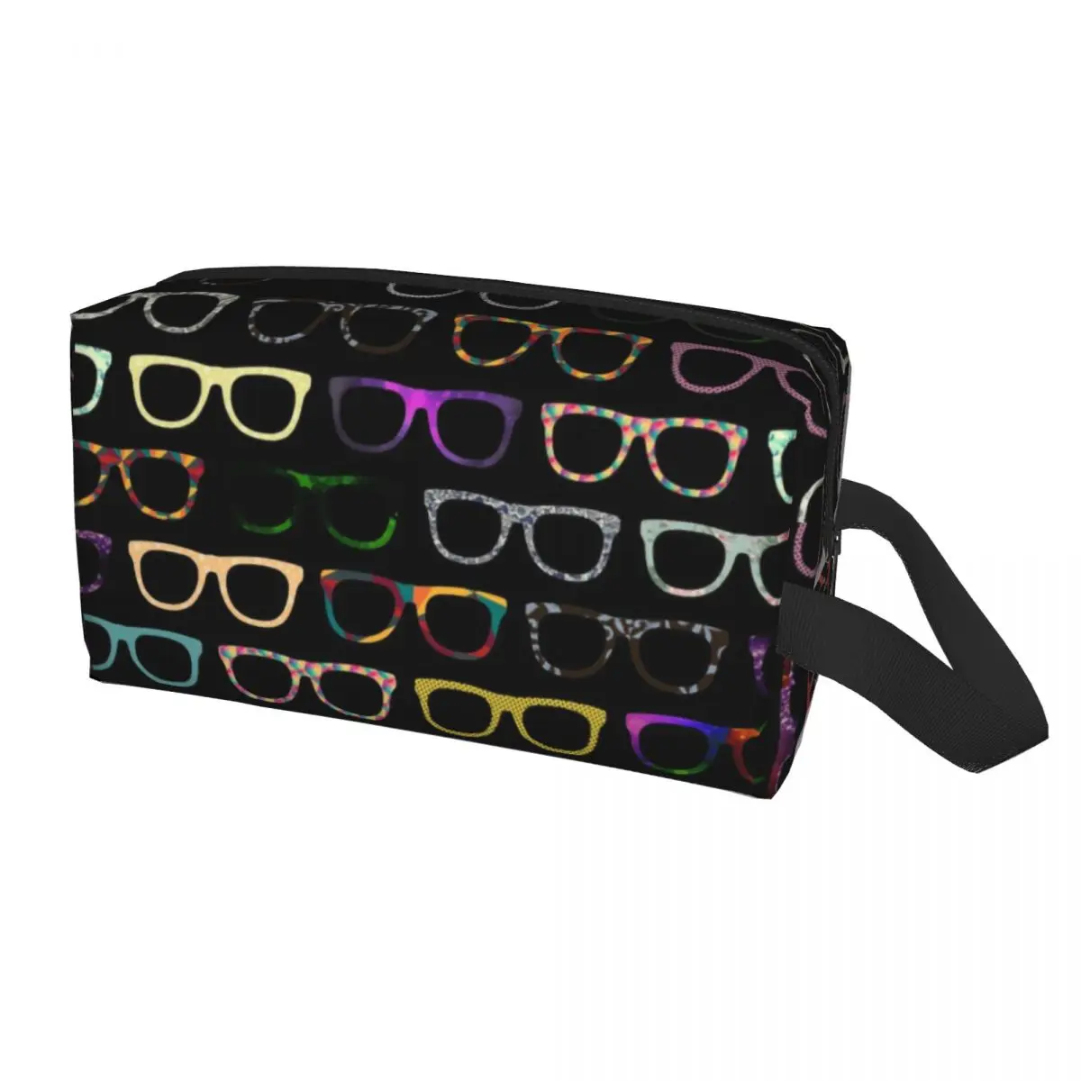 

Retro Glasses Hipster Travel Cosmetic Bag for Women Optician Optometrist Makeup Toiletry Organizer Lady Beauty Storage Dopp Kit