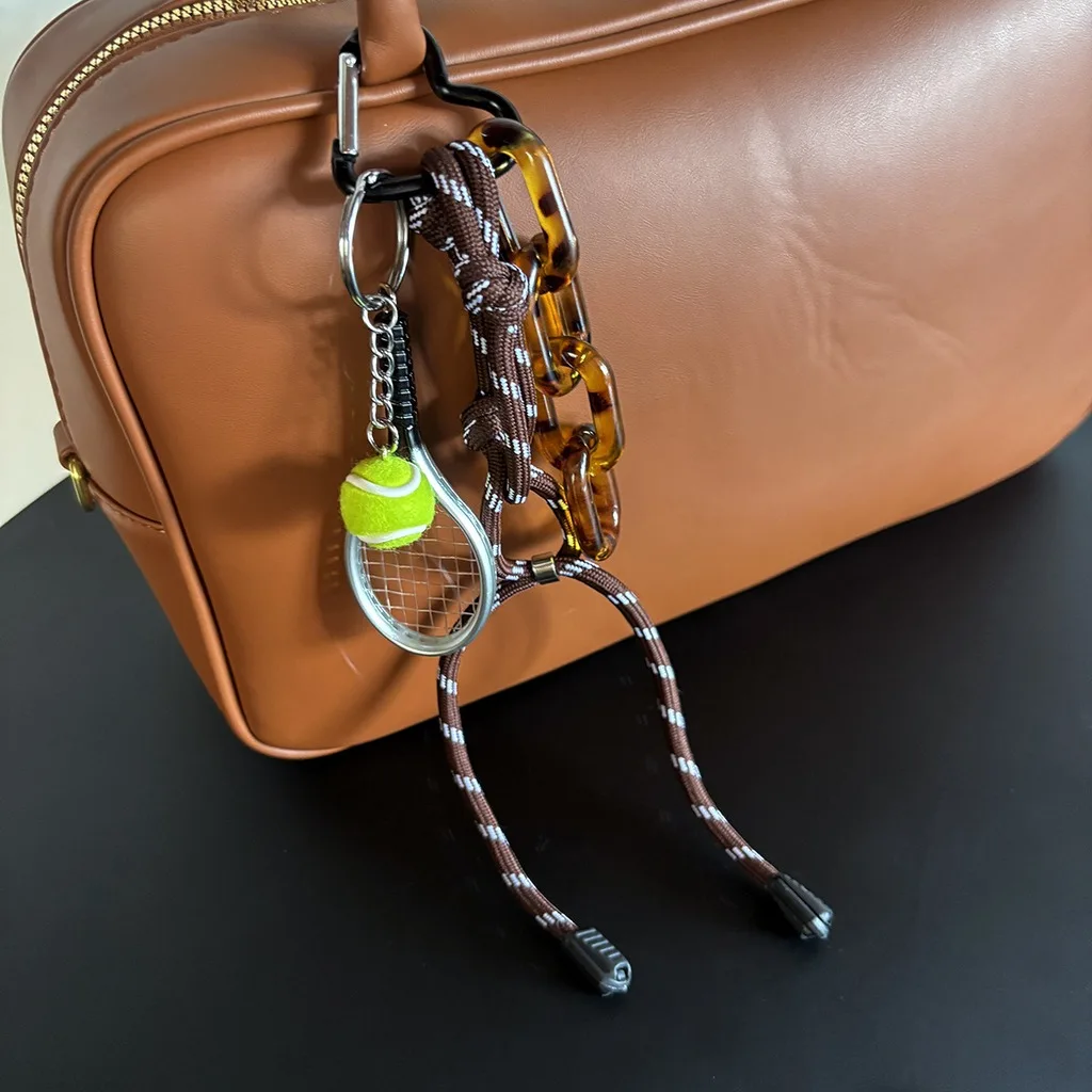 Tennis Themed Keychain Braided Braided Rope Keychain Key Organizer Minimalist Mini Tennis Racket Charm For Daily Decoration Key