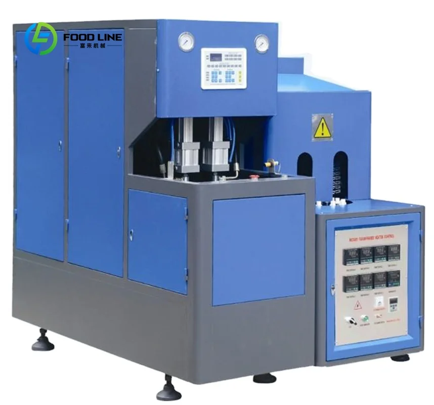 Semi Automatic 2 Cavity PET Bottle Blower Machine 50-2000ml Plastic Stretch Blow Molding Customized for Juice Water Oil Bottles