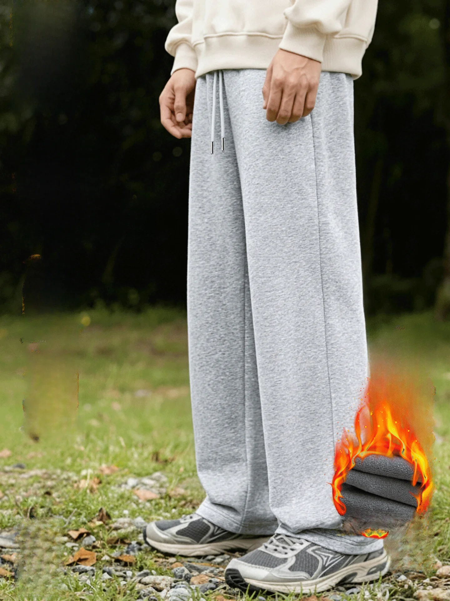 

Мужские повседневные брюки на флисовой подкладке: теплые прямые леггинсы из смесового полиэстера и хлопка для молодежи, зимняя одежда