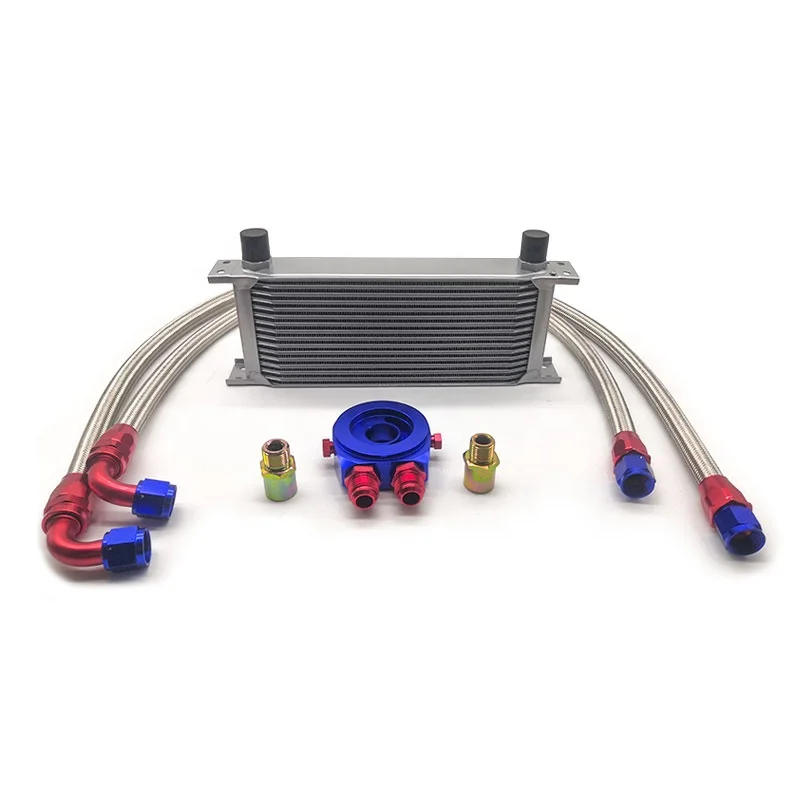 1126HOT Universal 16 Rows AN10 Aluminum British Type Car Oil Cooler Oil Hoses Auto Racing Engine Transmission Radiator Oil Coole