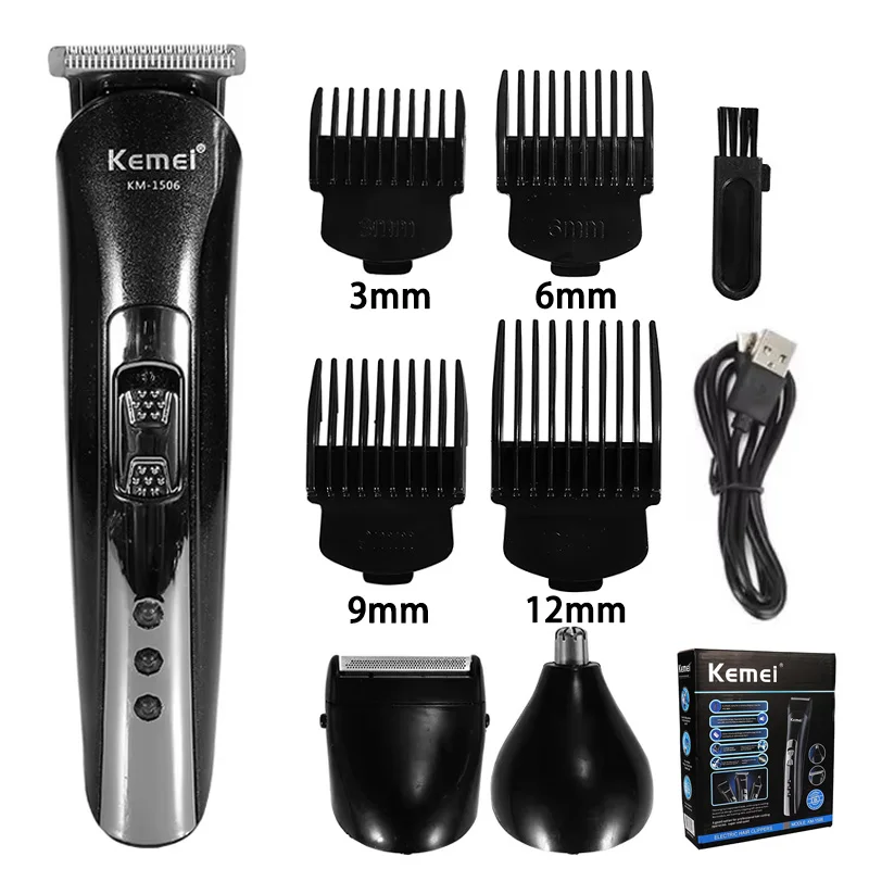 Kemei KM-1506 3-in-1 elektrische tondeuse USB-oplaadscheerapparaat Oplaadbare neushaartrimmer Professionele scheermachine - afbeelding 1