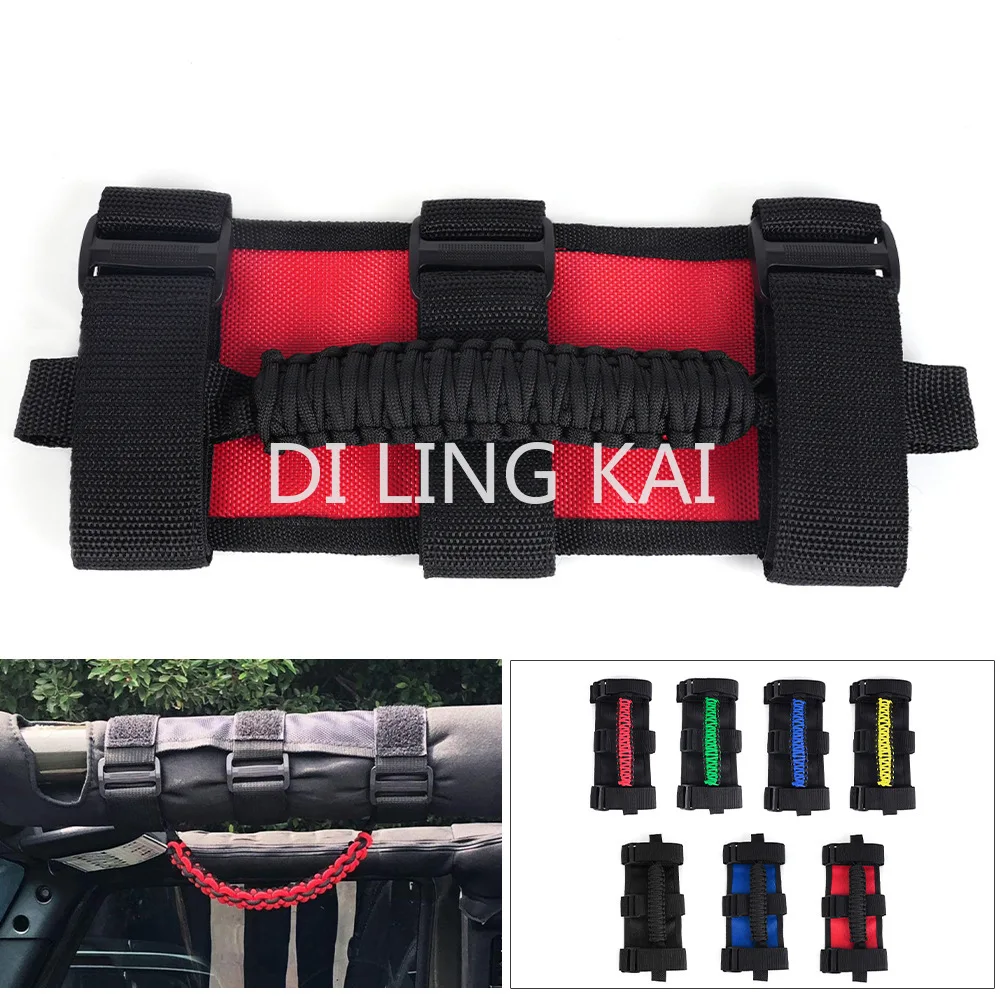 Fee Shippinng Woven Handle Auto Accessories for Jeep Wrangler Passenger Handle Conversion Roof Grab Handle Paracord Car Parts