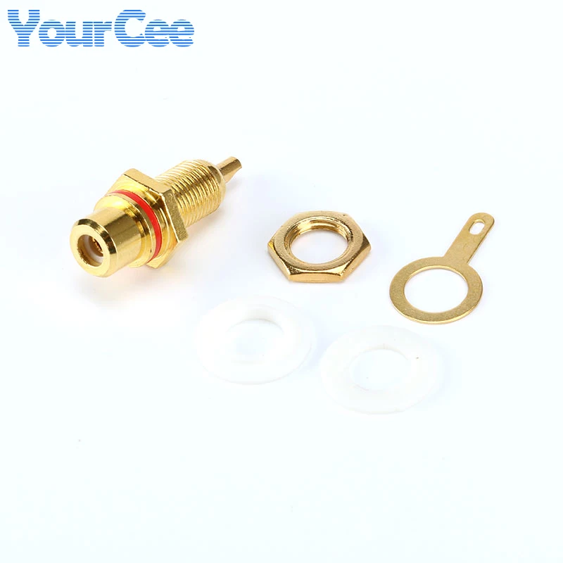 2pcs RCA Female Socket Lotus Connector Audio Terminal Plug 3.5mm AV Plug Gold Plated Chassis Panel Mount Adapter