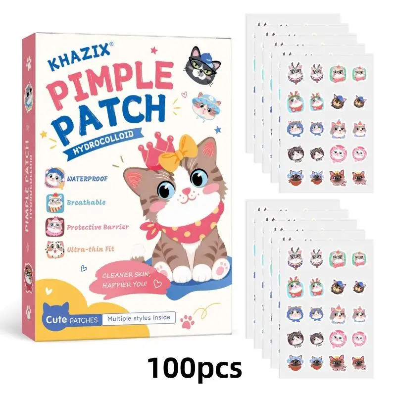 Cat-shaped Colorful 100pcs Acne Patches Invisible for Daytime Pimple Care