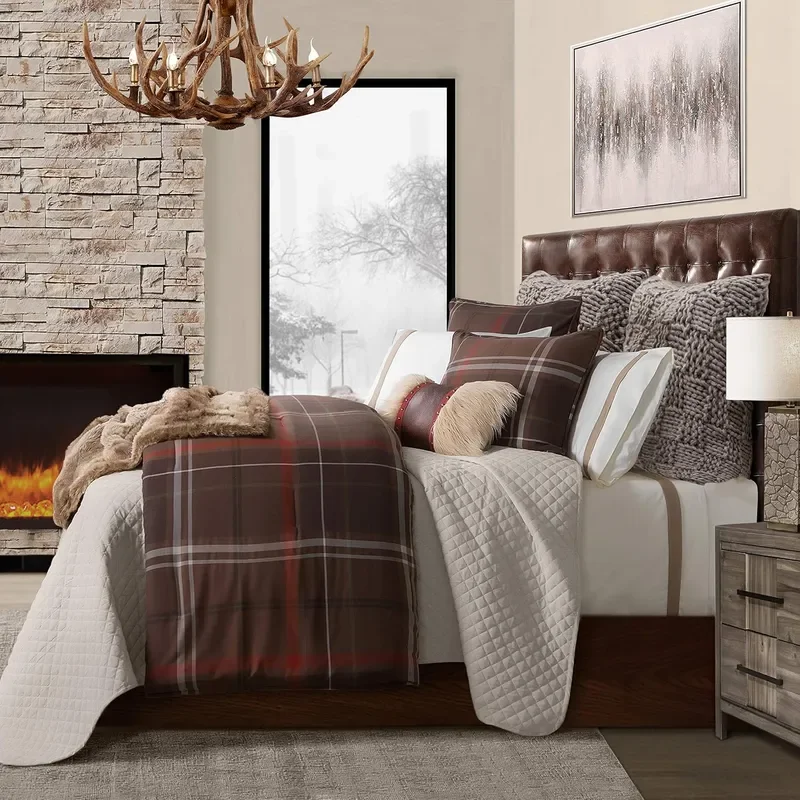 Road Jackson 3 Piece Queen Size Brown Rustic Bedding Comforter Set