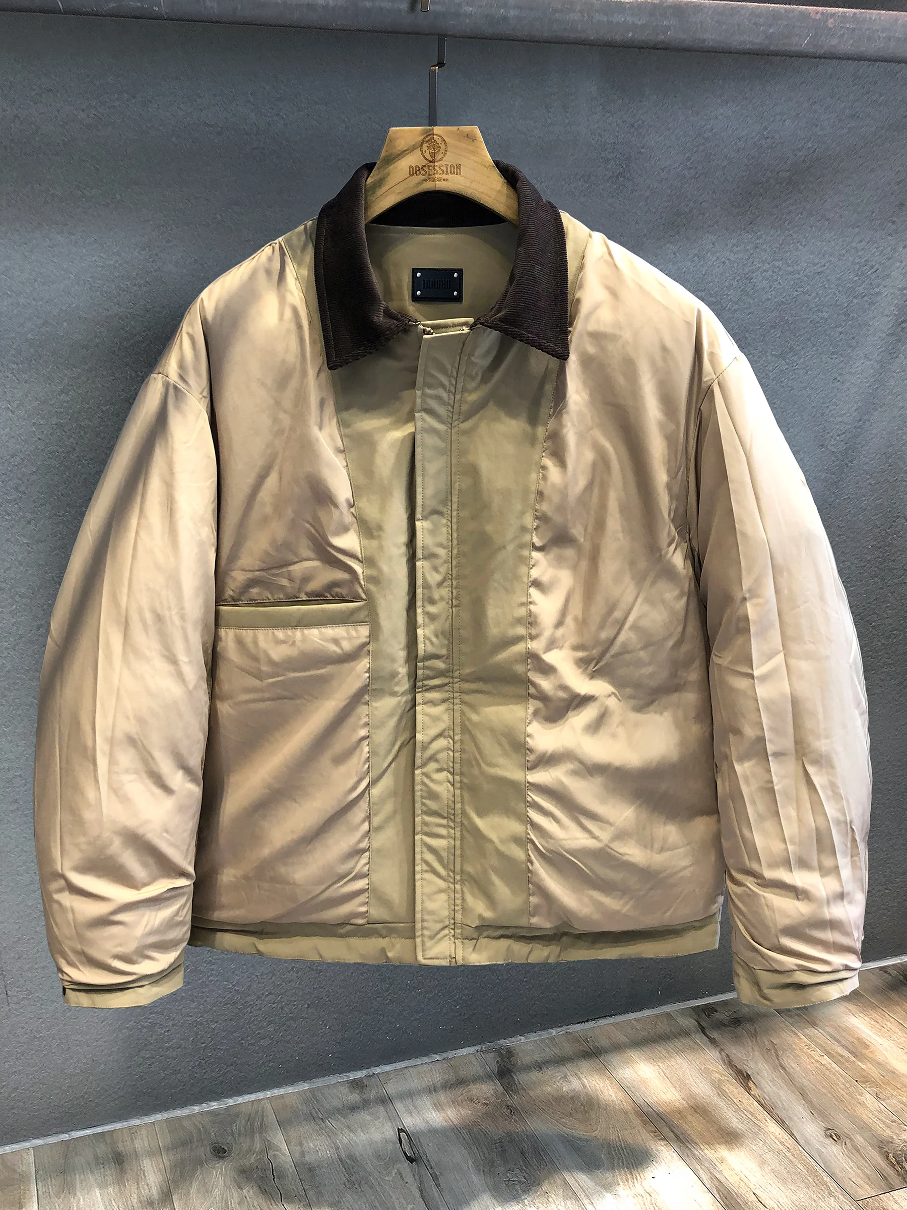 

American Sle Faionable Collared Cotton Jaet Men's Outerwear Winter New Model Thiened Long Sve Zipper Closure Coat