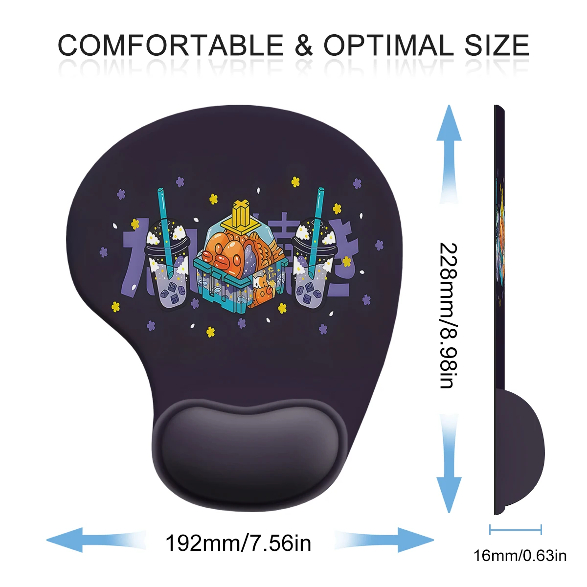 1pc Delicious Taiyaki Pattern Design Mouse Pad Ergonomic Soft Anti-Slip Wrist Rest Support Mat Computer Mouse Pad For Office PC