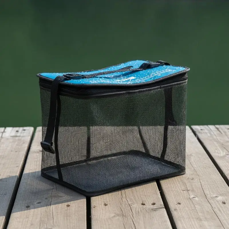 Schwimmender Fischernetzkorb, tragbar, faltbar, zusammenklappbarer Fischeimer für Camping- und Angelausflüge, 1 Stück – Detail 2