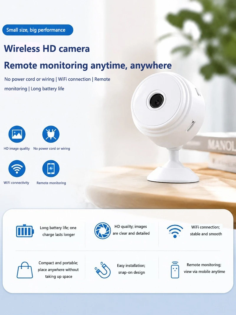 Mini WiFi IP Camera 2.4GHz Home Security Surveillance Camera Remote Phone View Indoor Wireless CCTV Camera Baby Pet Monitor