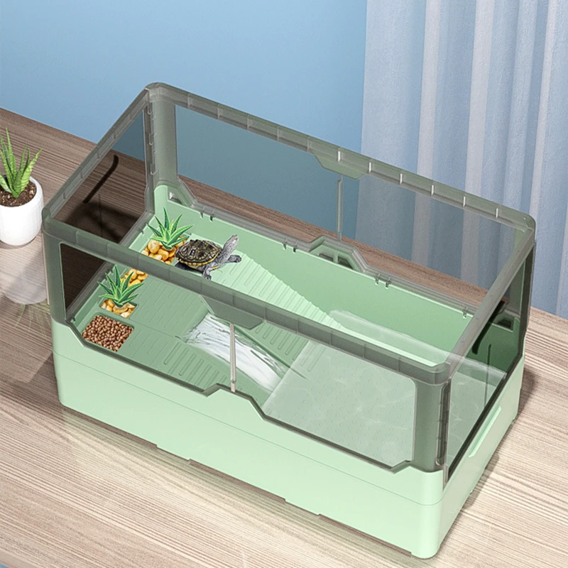 

Aquarium Tank Turtle Jar Pet Breeding Tank Dedicated Tortoise Plastic Turtle Basin Villa Tank Breeding Box With Drying Table