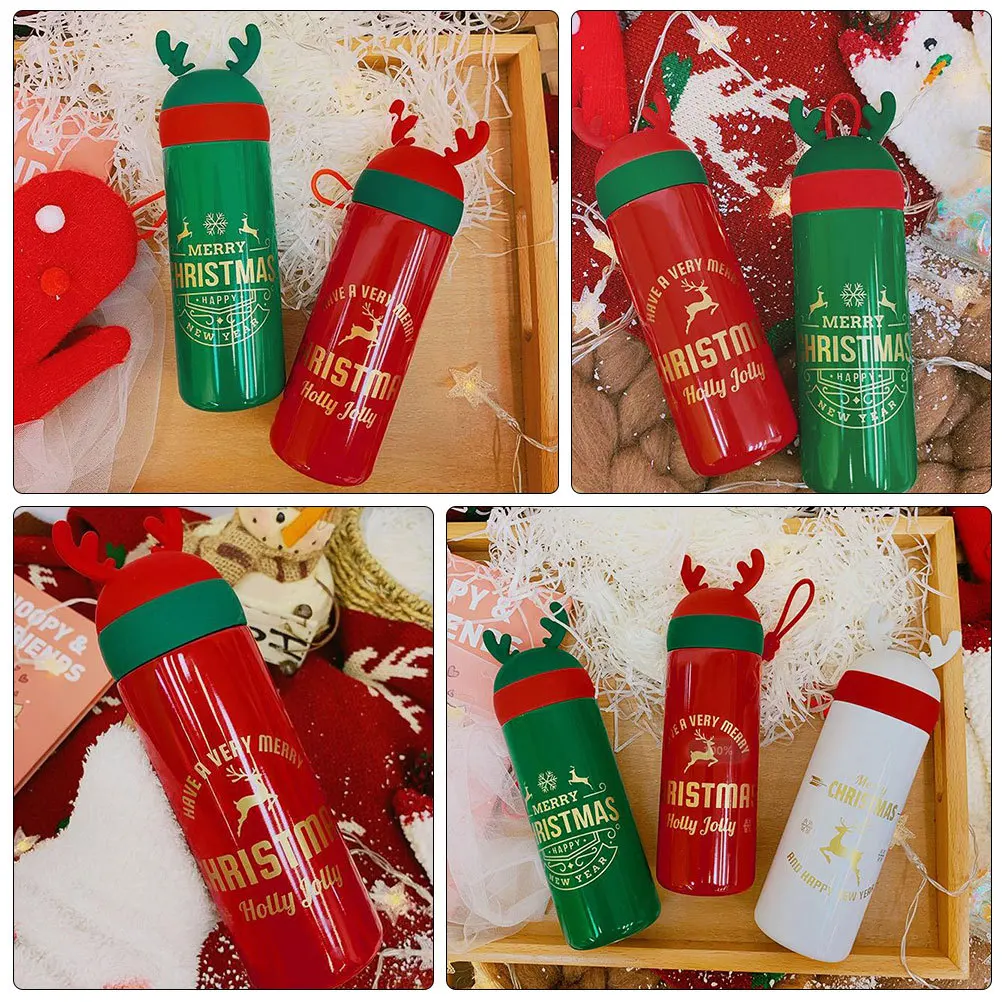 

1Pcs Christmas Reindeer Insulation Cup Stainless Steel Vacuum Cup Thermal Mug Water Bottle Creative Travel Mug Gift for Family