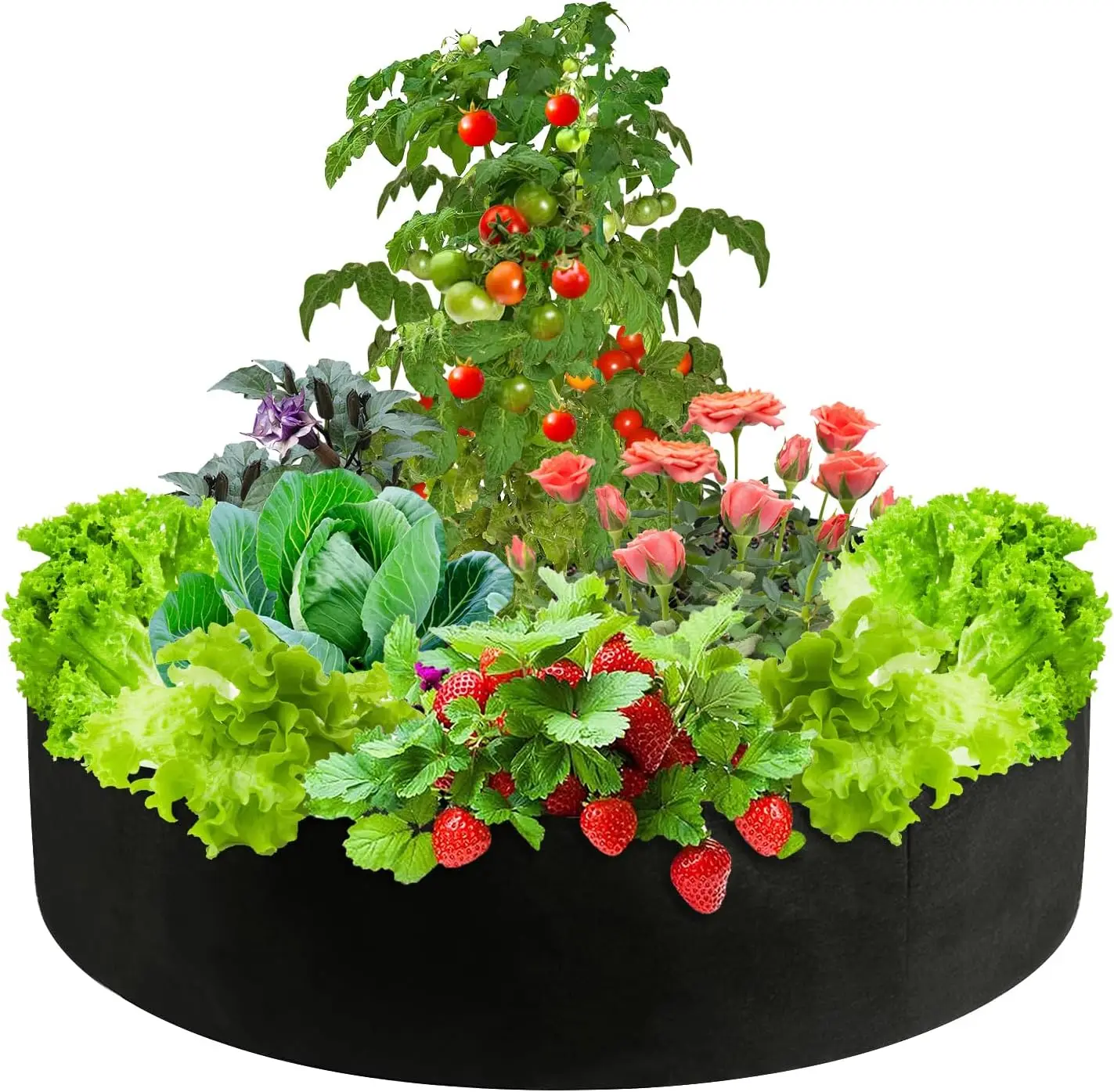 

Plant Grow Bags Heavy Duty Fabric Raised Garden Planting Bed Round Breathable Felt Planting Container for Vegetables Flower Herb