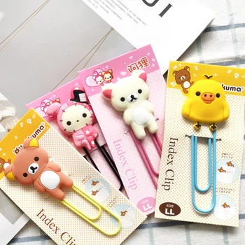 R-rilakkuma-clip de papel de silicona suave, marcapáginas grande, creativo, bonito pato amarillo, Japón