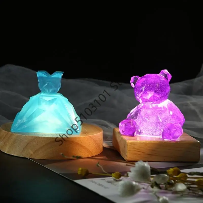 

X6HE Round Display Base LED Lights Display Pedestal Crystal Wooden Lighted Base Stand for 3D Crystal Glass Resin Art Birthday