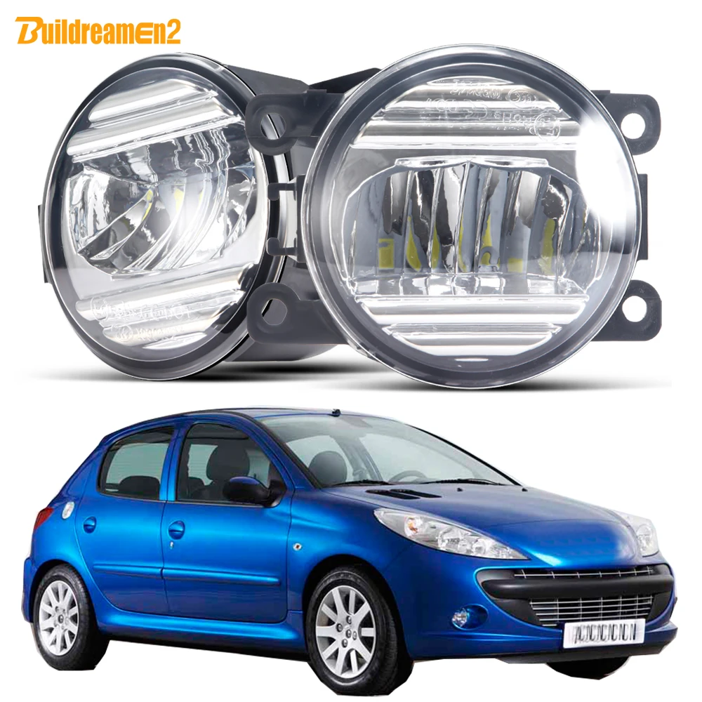 2 Pieces 30W Fog Light Assembly For Peugeot 206 206+ T3E 2009 2010 2011 2012 Car Front Bumper LED Fog Daytime Running Lamp H11