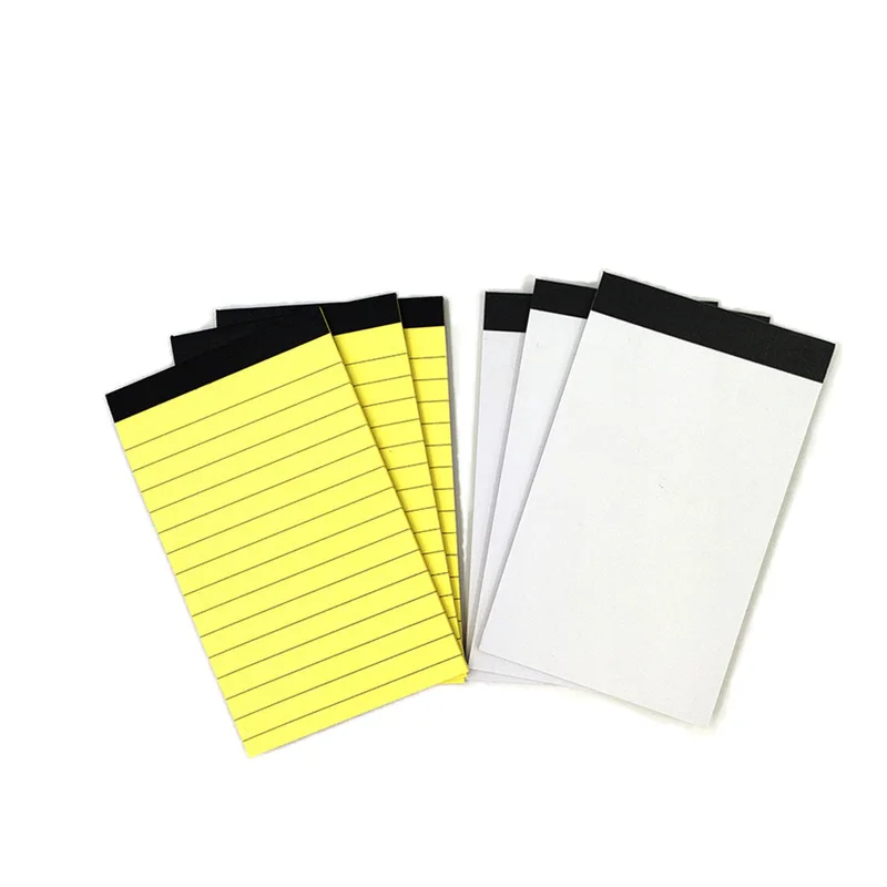 90/150/300 sheets 3 x 5 Inch Yellow Lined Top Bound Pocket Notepad A7 Tearable Memo Pad for Office School Note Taking