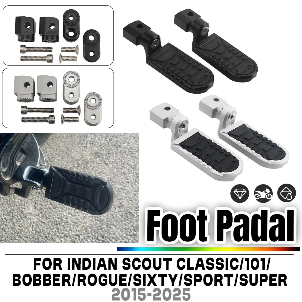

For Indian Scout Sixty Bobber Rogue ABS 2024 2025 Adjustable Extend Lowering FootPegs Motorcycle Front Footrest Rider Foot Rests